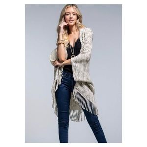 Ruggine  cocoon cardigan with fringe